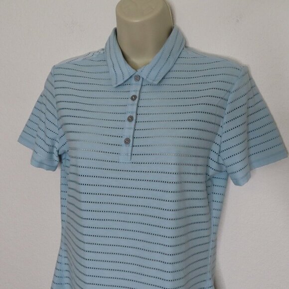 Adidas Womens Small Climacool Perforated Short Sleeve Blue Polo Tennis Shirt Top - Picture 3 of 10